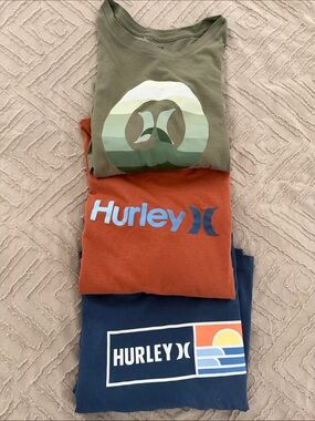 Hurley Three-Pack Graphic Tees - Olive, Rust, Navy
